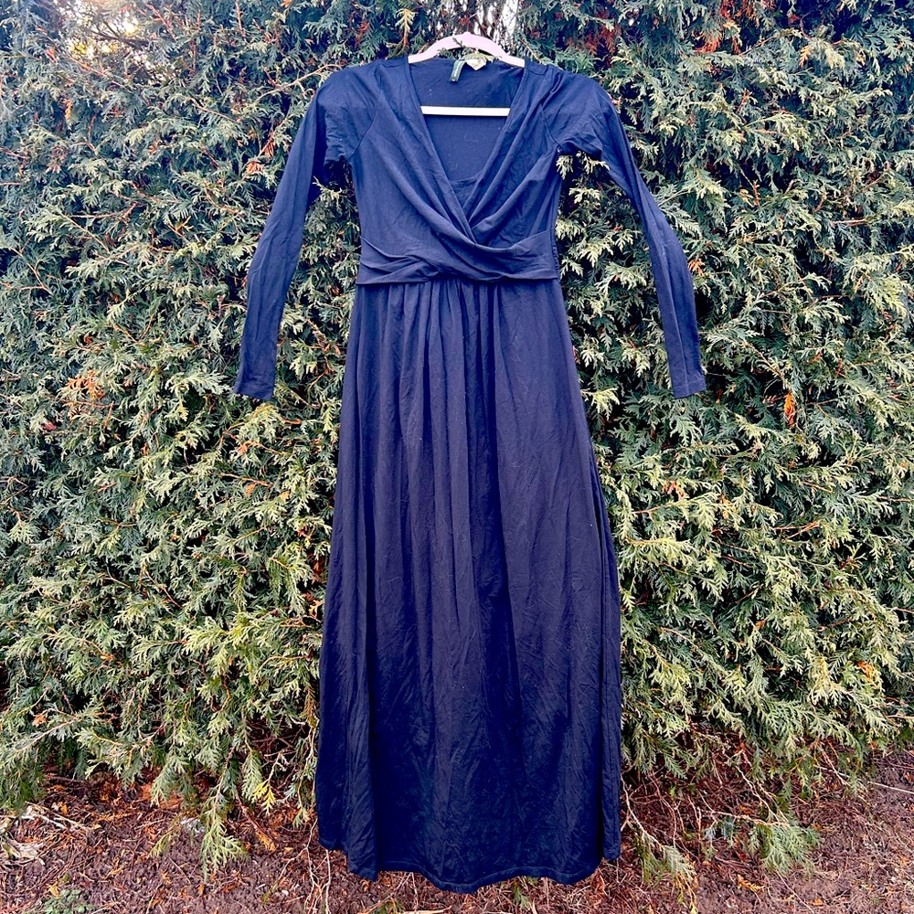 Rich black bamboo maternity and nursing maxi dress
